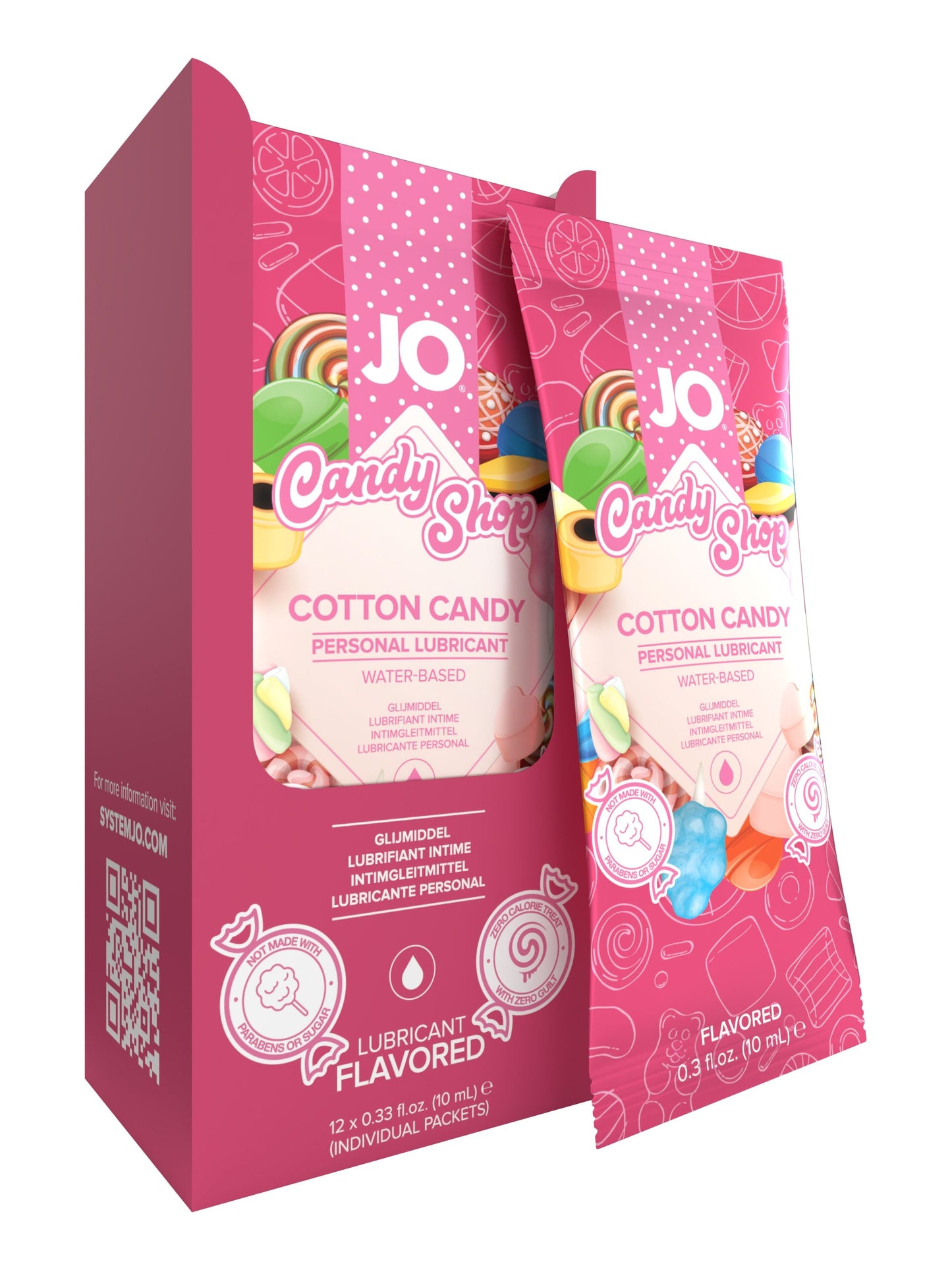 JO H2O Foil Display Box - Cotton Candy - Lubricant 0.34 floz / 10 mL - xtantric.ca