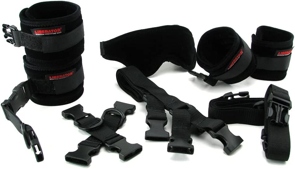 Bed Buckler Tether and Cuff Restraint Kit Black Microfiber - xtantric.ca