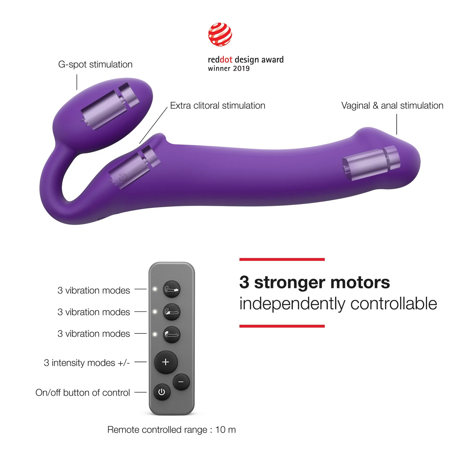 VIBRATING BENDABLE STRAP-ON - M - PURPLE - xtantric.ca