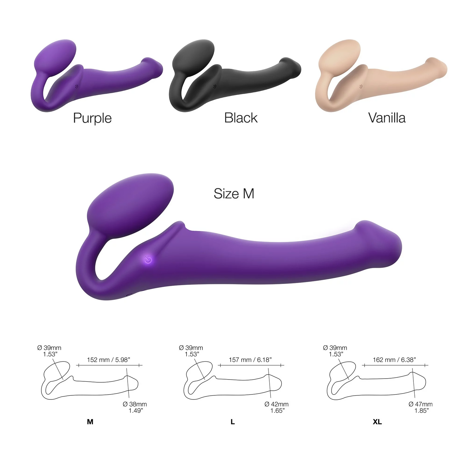 VIBRATING BENDABLE STRAP-ON - M - PURPLE - xtantric.ca