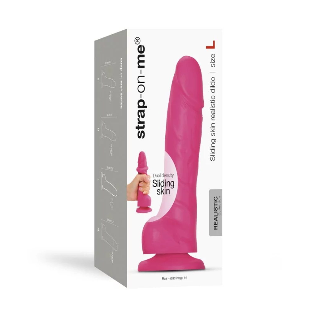 SLIDING SKIN REALISTIC DILDO FUCHSIA - L - xtantric.ca