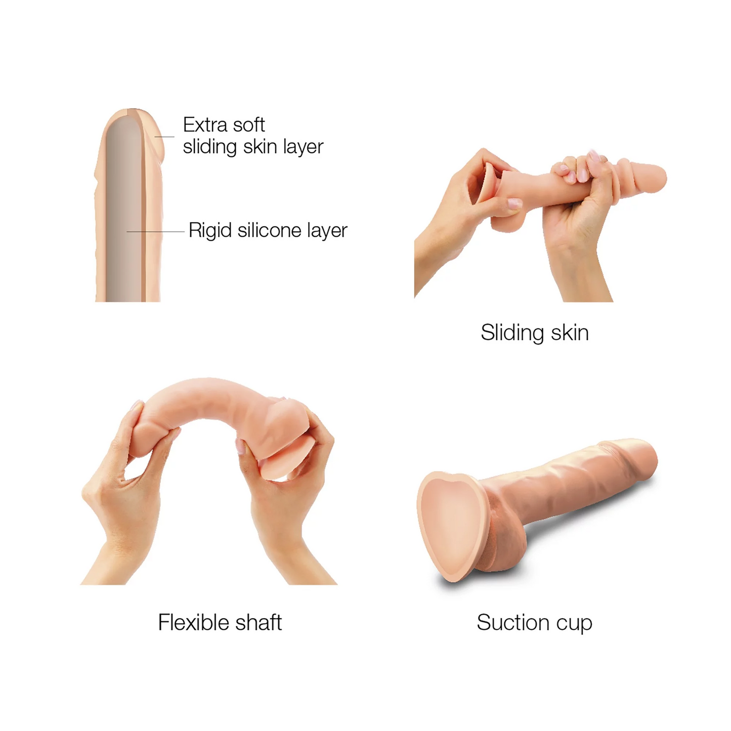 SLIDING SKIN REALISTIC DILDO VANILLA XL - xtantric.ca