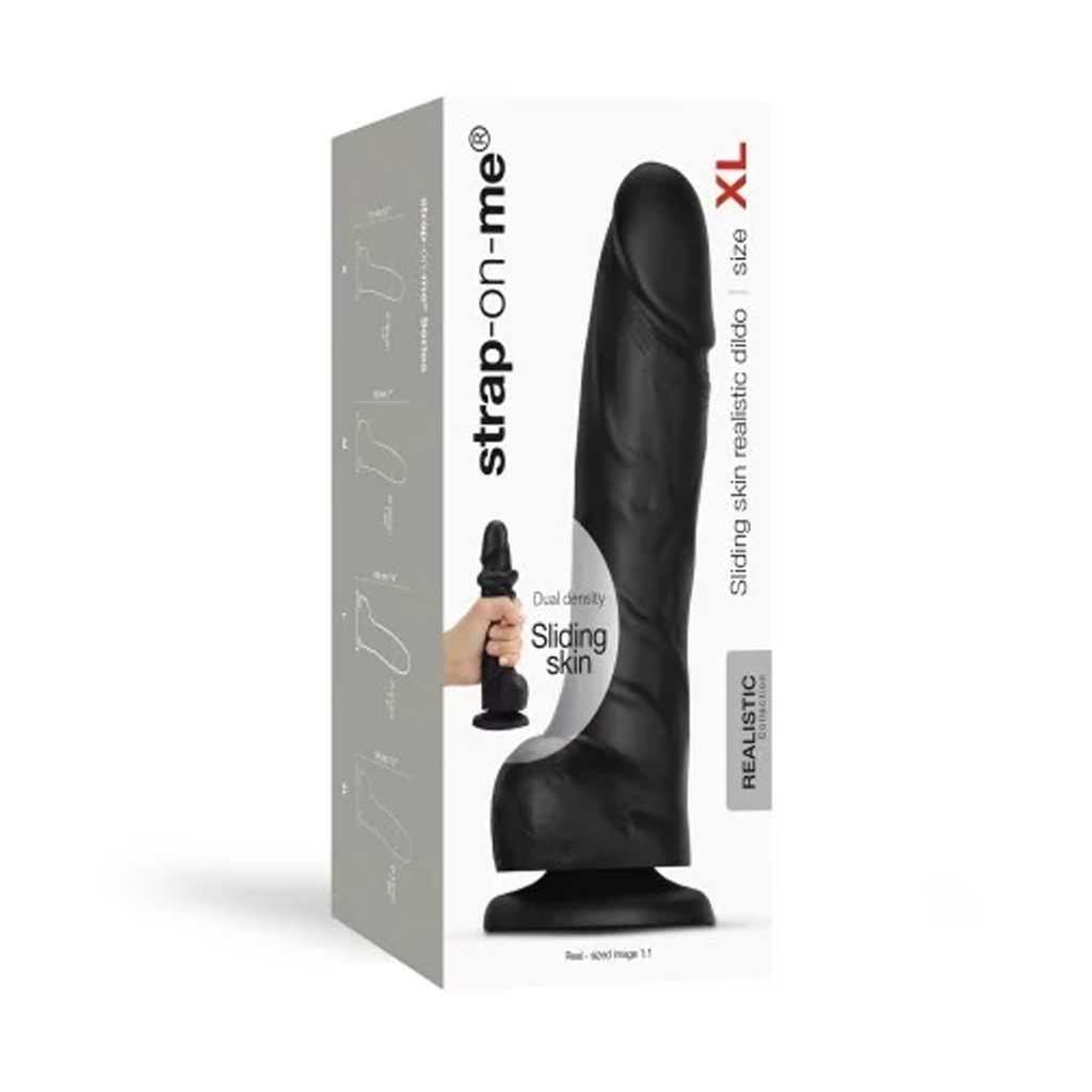 SLIDING SKIN REALISTIC DILDO BLACK- XL - xtantric.ca