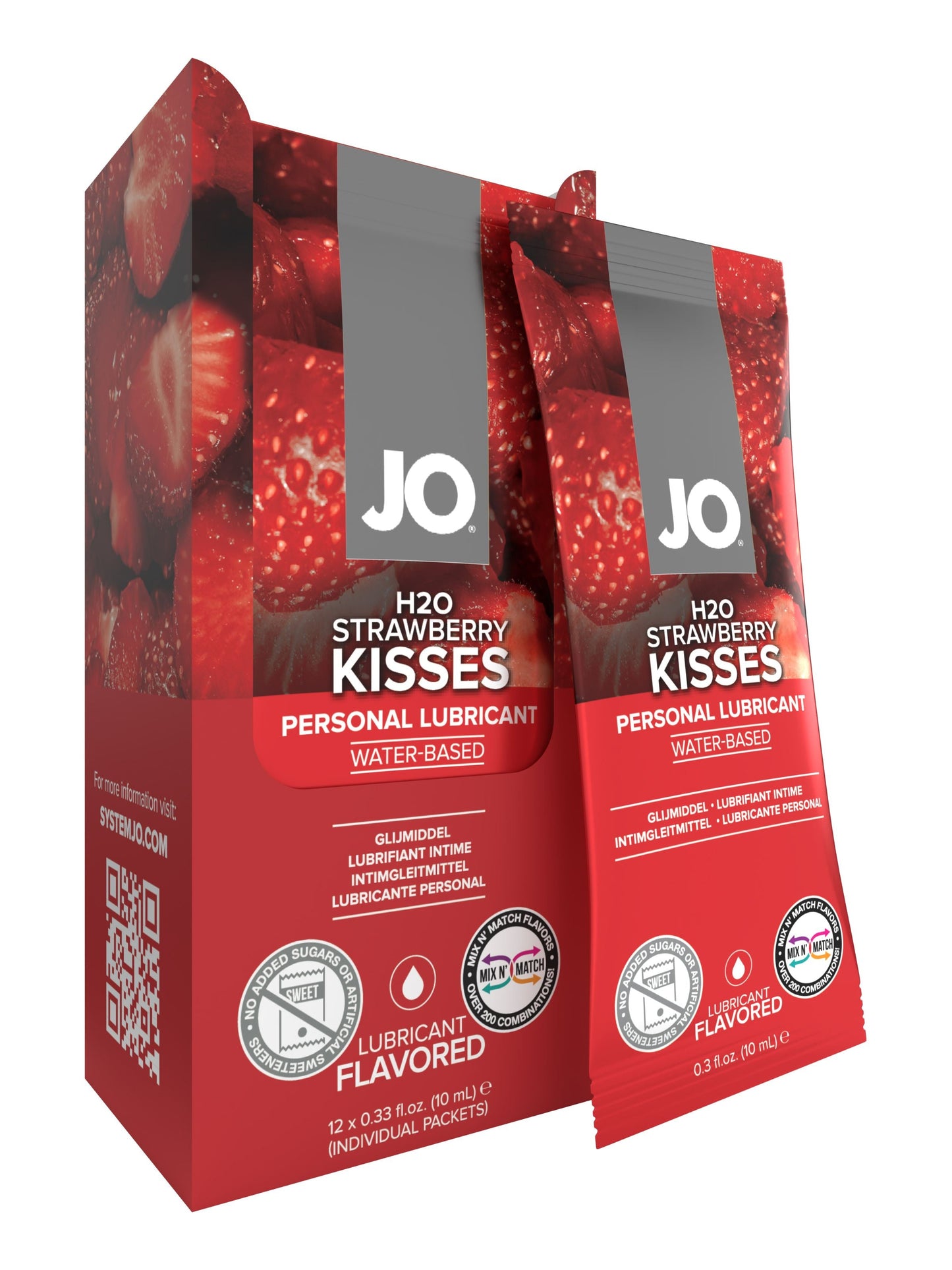 JO H2O Foil Display Box - Strawberry - Lubricant 0.34 floz / 10 mL - xtantric.ca