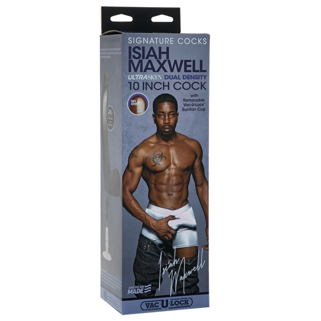 Doc Johnson Signature Cocks - Isiah Maxwell - 10 Inch ULTRASKYN Cock with Removable Vac-U-Lock Suction Cup - Chocolate - xtantric.ca