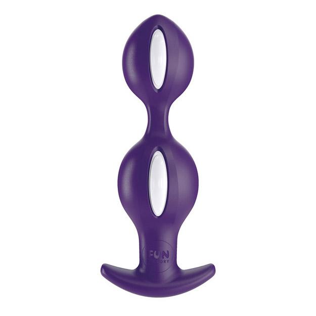 Fun Factory B Balls Duo Reactive Anal Plug White/Dark Violet - xtantric.ca