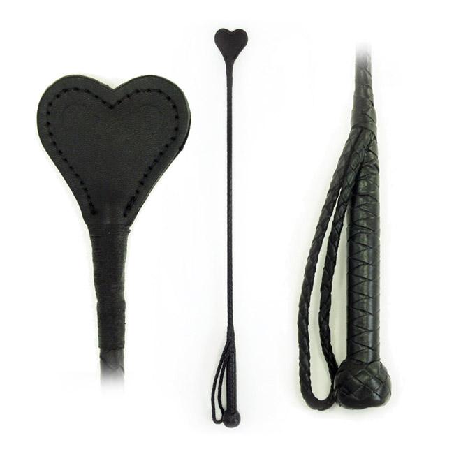 Riding Crop Heart Leather 26in - xtantric.ca