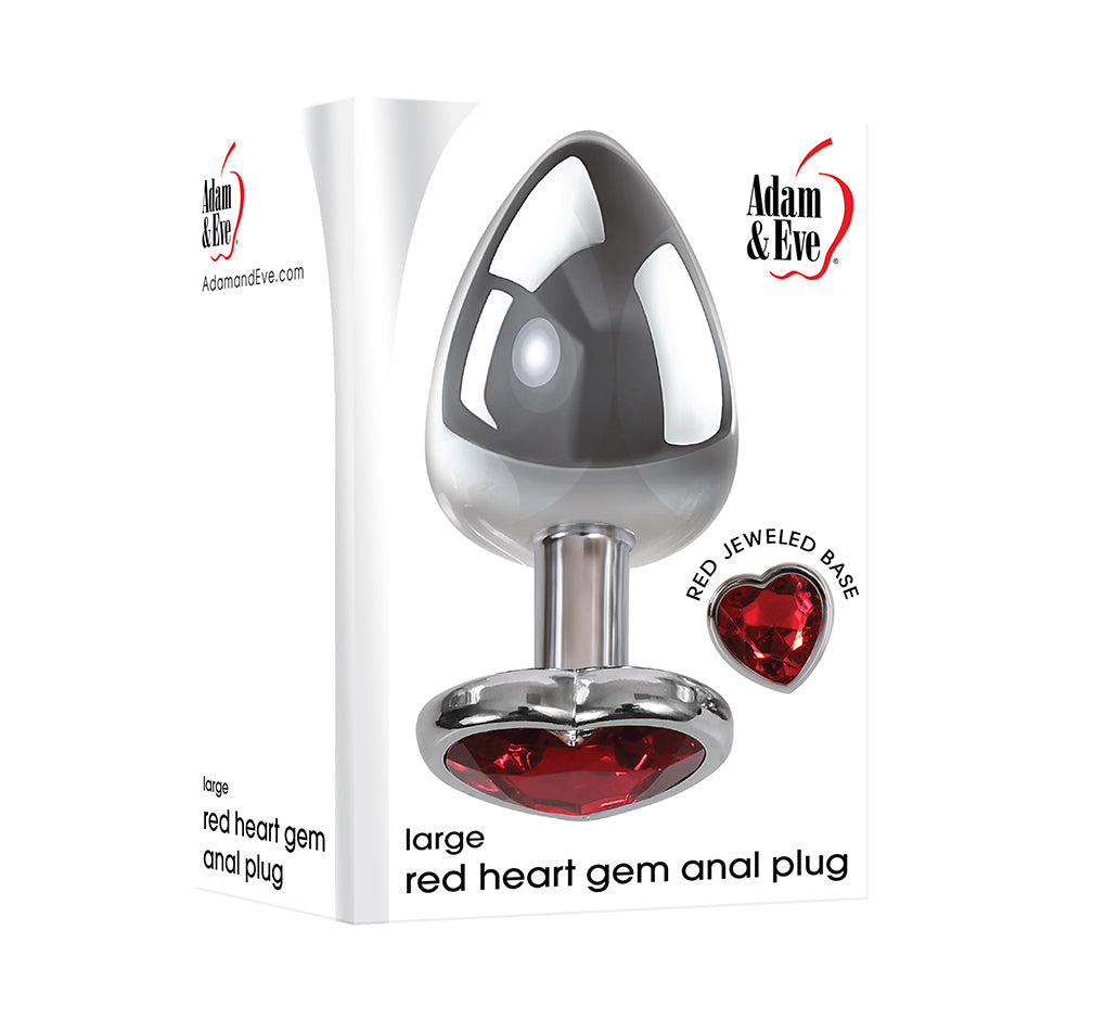 Adam & Eve Large Red Heart Gem Anal Plug - xtantric.ca