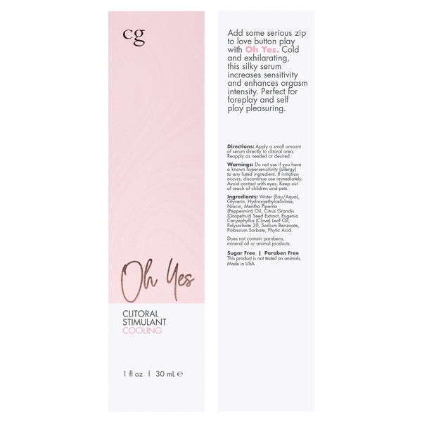 OH YES Cooling Clitoral Stimulant - Fragrance Free 1oz | 30mL - xtantric.ca