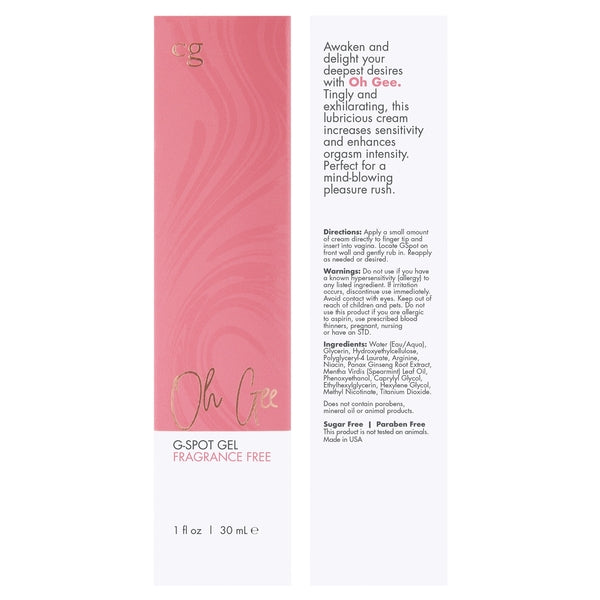 OH GEE G-Spot Gel - Fragrance Free 1oz | 30mL - xtantric.ca