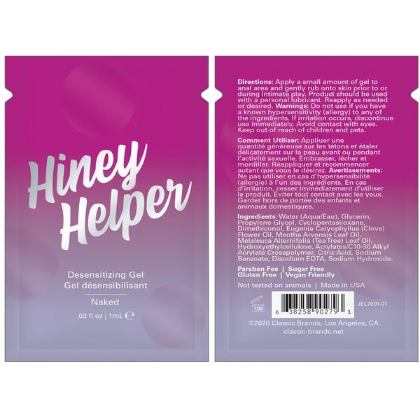 HINEY HELPER DESENSITIZING GEL - FOIL - 0.03 fl oz | 1 mL - xtantric.ca