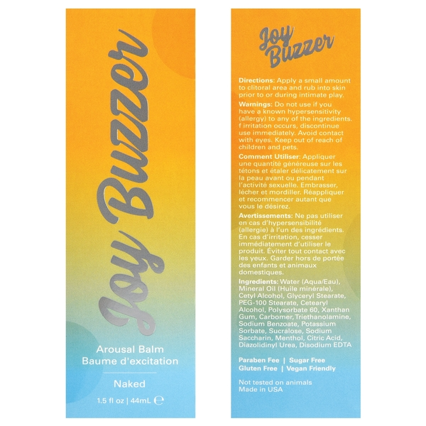 JOY BUZZER Clitoral Arousal Balm - Naked Flavor Free 1.5oz | 44mL - xtantric.ca