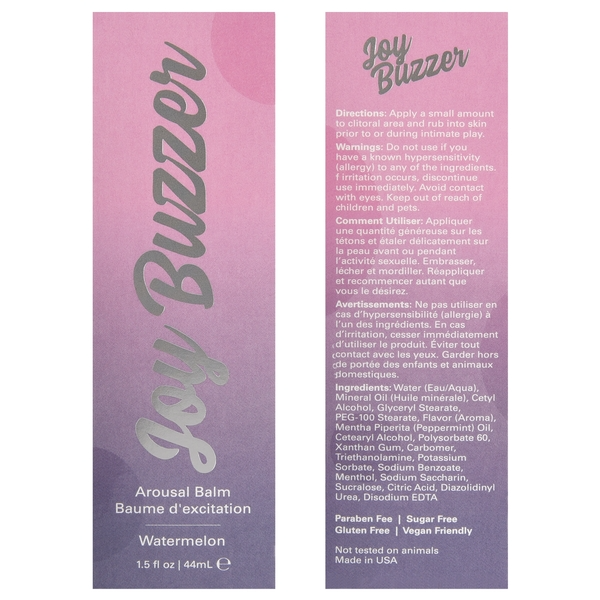 JOY BUZZER Clitoral Arousal Balm - Watermelon 1.5oz | 44mL - xtantric.ca