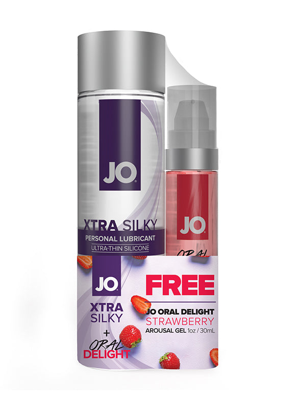 JO Xtra Silky Silicone 4 floz 120 mL + GWP JO Oral Delight - Strawberry 1 floz 30 mL - xtantric.ca