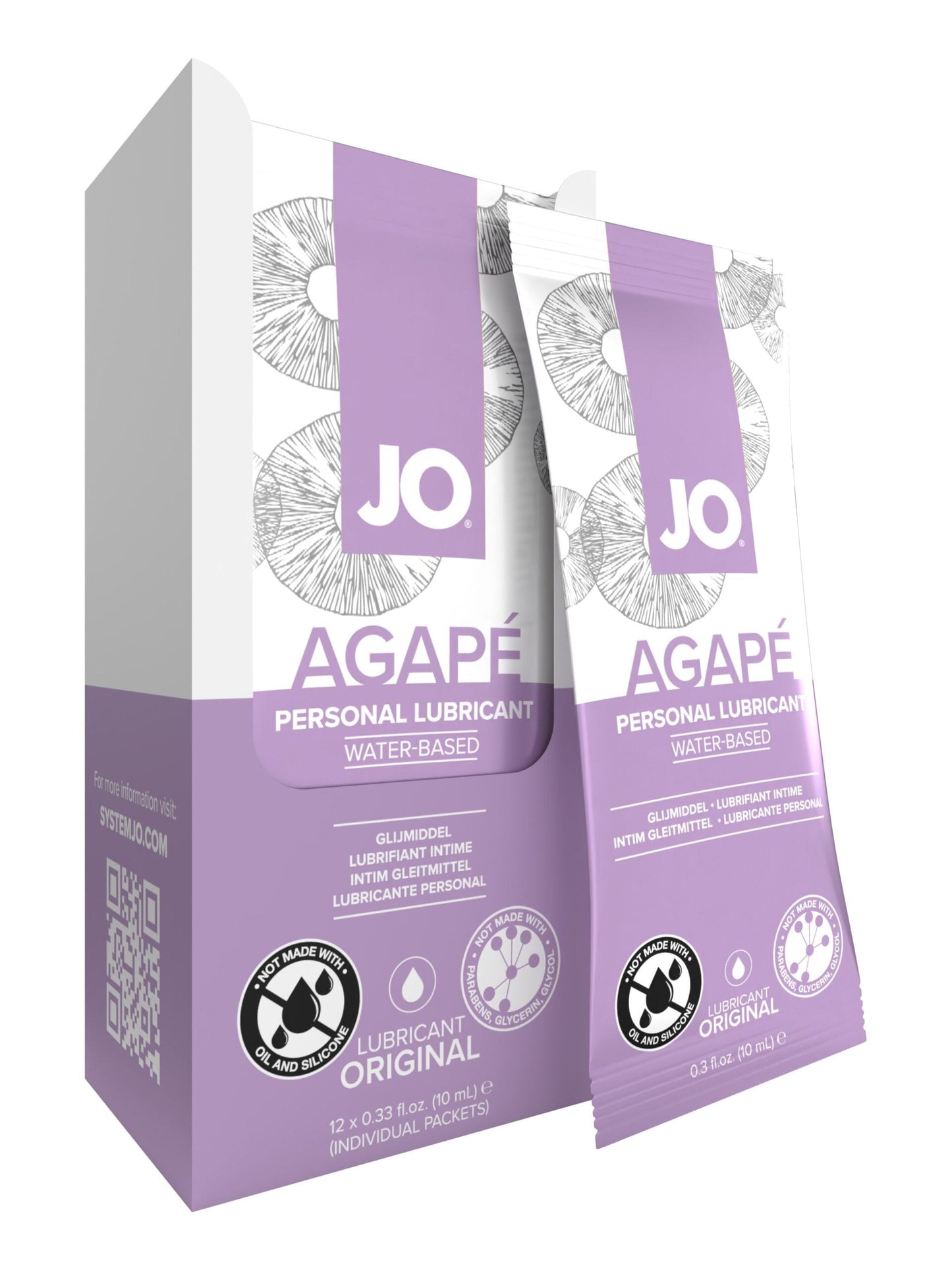 JO Agape Lubricant Foil Display Box 12 x 10mL - xtantric.ca