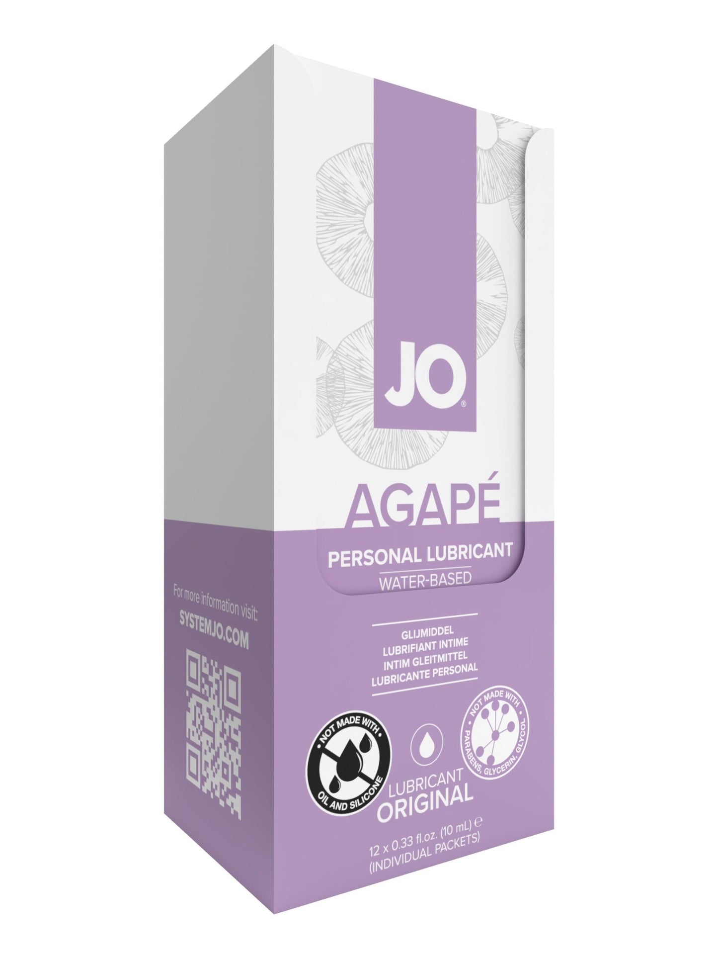 JO Agape Lubricant Foil Display Box 12 x 10mL - xtantric.ca