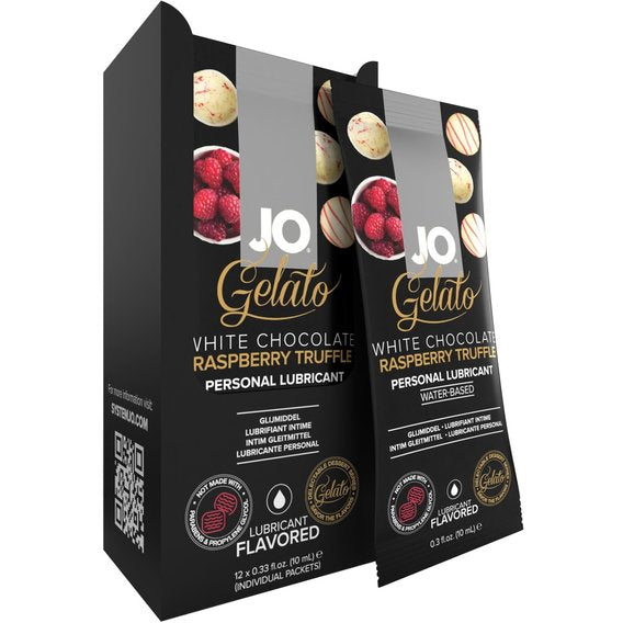 JO Gelato White Chocolate Raspberry Foil Display Box 12 x 10mL - xtantric.ca