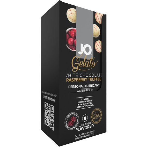 JO Gelato White Chocolate Raspberry Foil Display Box 12 x 10mL - xtantric.ca