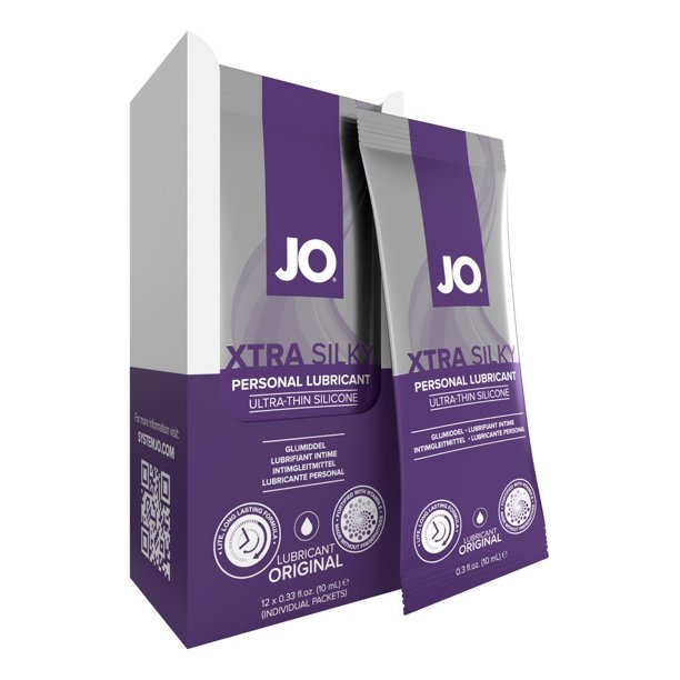 JO Xtra Silky Silicone Foil Display Box - 12 x 10mL - xtantric.ca