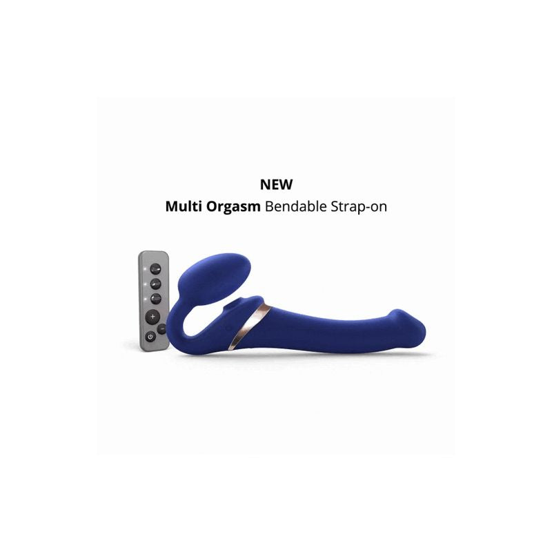 MULTI ORGASM BENDABLE STRAP-ON - M - NIGHT BLUE - xtantric.ca