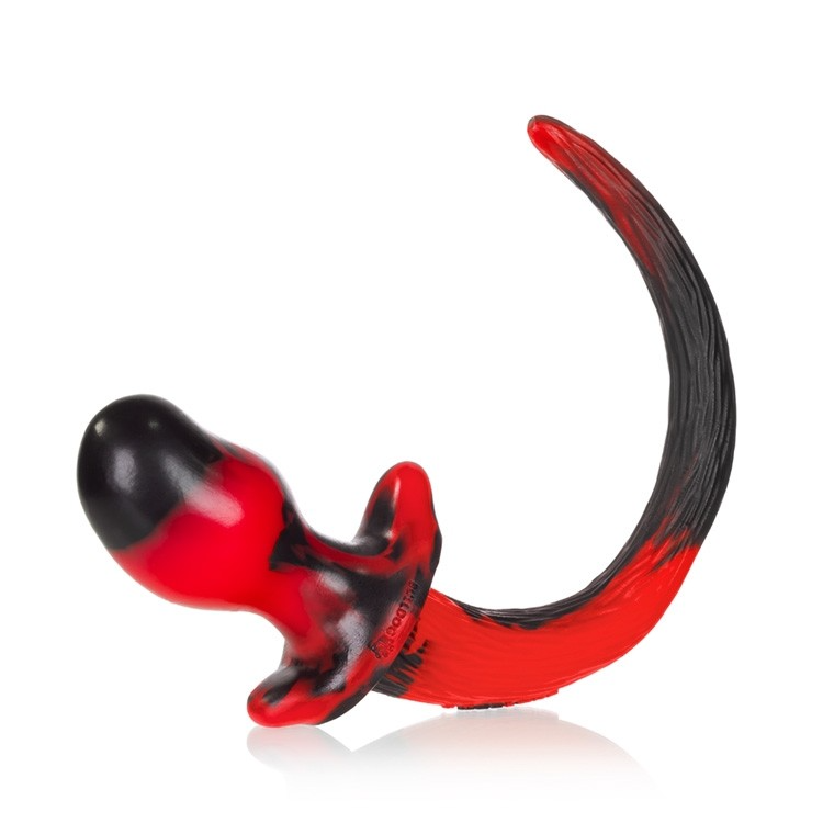 BEAGLE, puppy tail buttplug, RED SWIRL, Medium - xtantric.ca