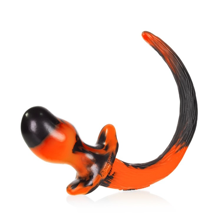 BULLDOG, puppy tail buttplug, ORANGE SWIRL, Large - xtantric.ca