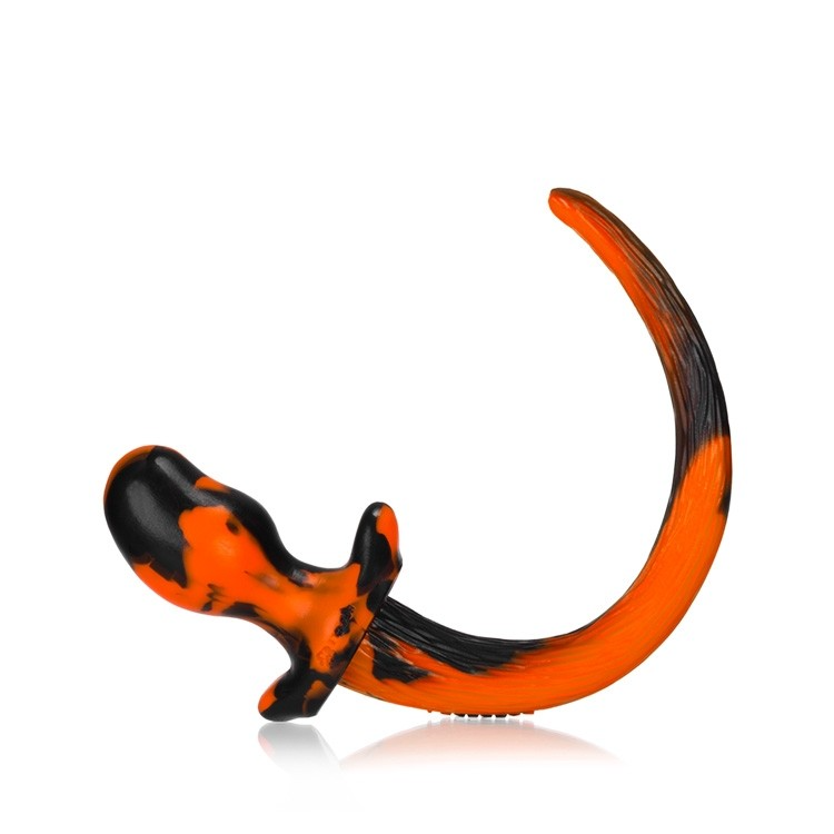 BULLDOG, puppy tail buttplug, ORANGE SWIRL, Large - xtantric.ca