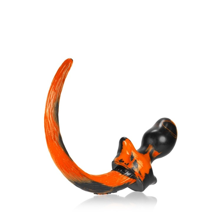 BULLDOG, puppy tail buttplug, ORANGE SWIRL, Large - xtantric.ca