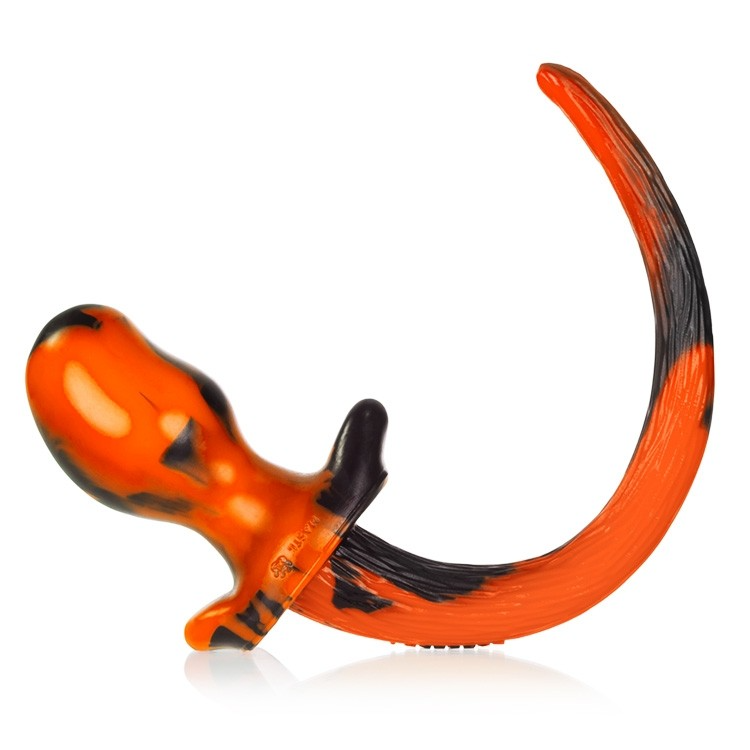 BULLDOG, puppy tail buttplug, ORANGE SWIRL, Large - xtantric.ca