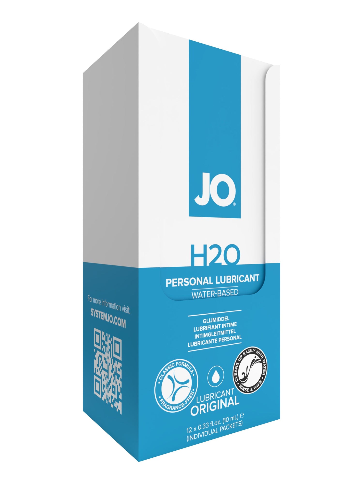 JO H2O Foil Display Box - Original - Lubricant 0.34 floz / 10 mL - xtantric.ca