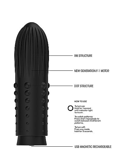 Elegance Lush Turbo Rechargeable Bullet Vibrator Black - xtantric.ca