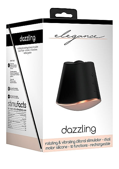 Elegance Dazzling Rotating &amp; Vibrating Clitoral Stimulator Black - xtantric.ca