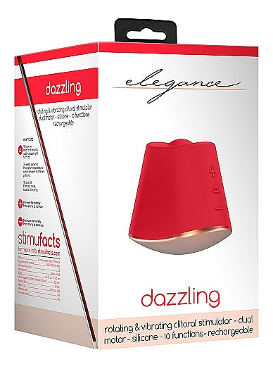 Elegance Dazzling Rotating &amp; Vibrating Clitoral Stimulator Red - xtantric.ca