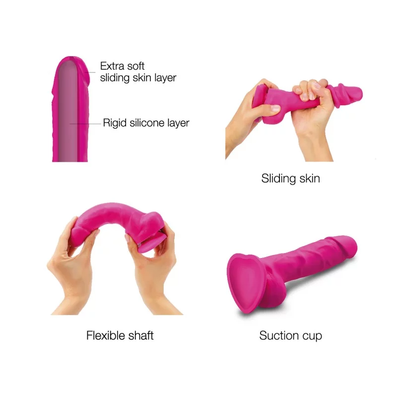 SLIDING SKIN REALISTIC DILDO FUCHSIA S - xtantric.ca