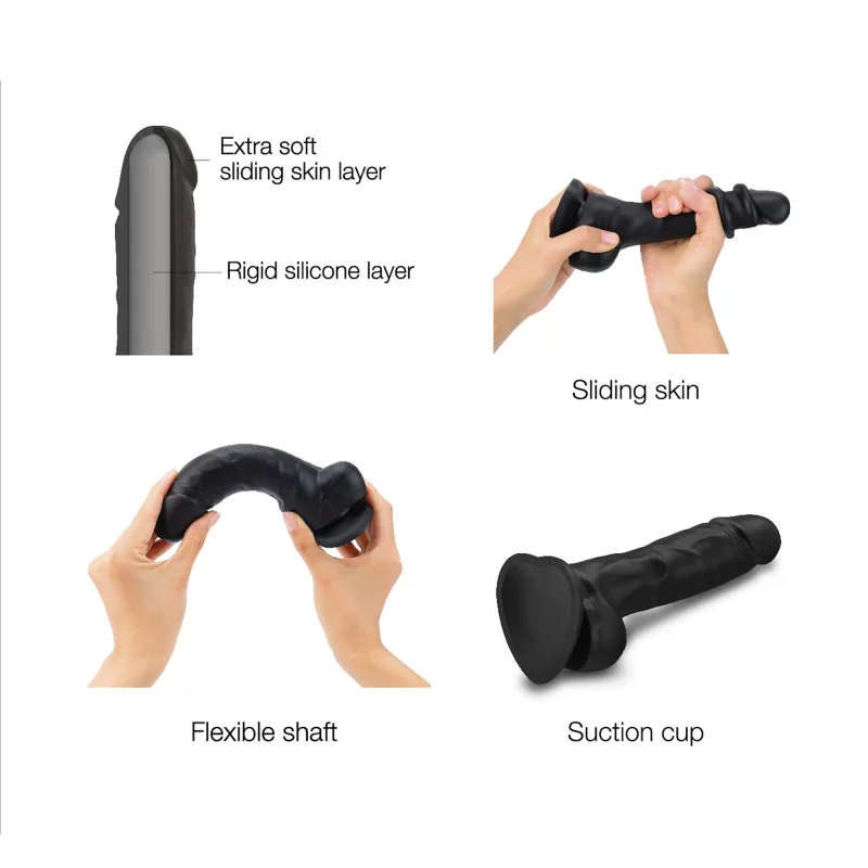 SLIDING SKIN REALISTIC DILDO BLACK L - xtantric.ca