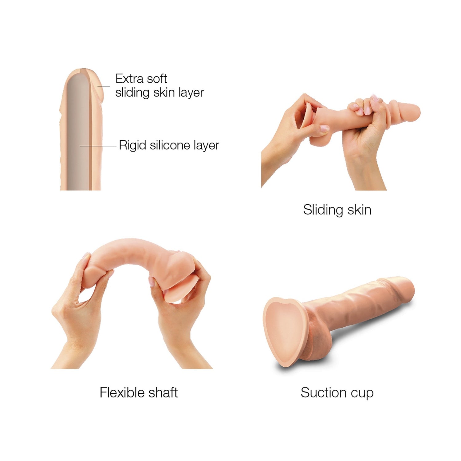 SLIDING SKIN REALISTIC DILDO VANILLA L - xtantric.ca