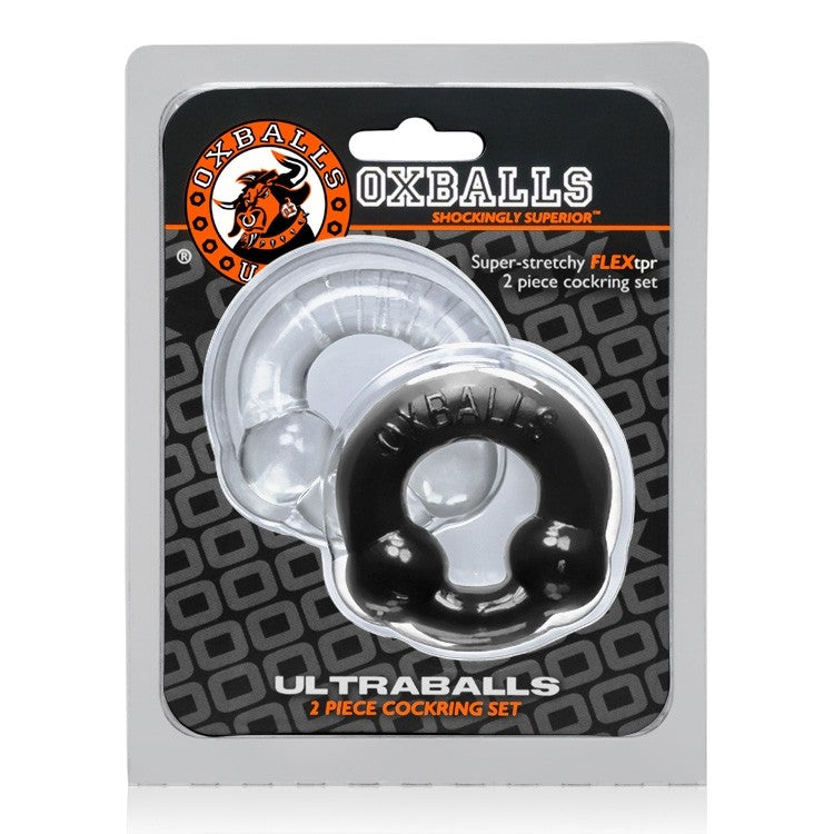 ULTRABALLS, 2-pack cockring - BLACK & CLEAR - xtantric.ca