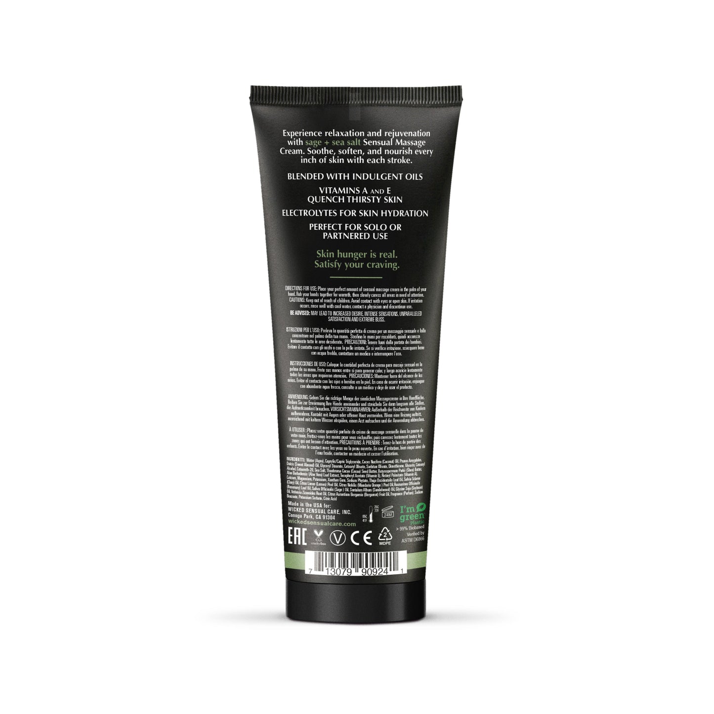 Sage + Sea Salt Massage Cream 4oz - xtantric.ca